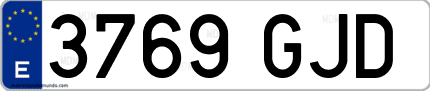 Ejemplo de matrícula de coche ordinaria 3769 GJD