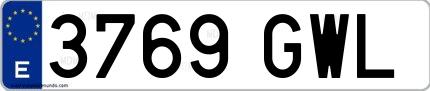 Ejemplo de matrícula española 3769 GWL