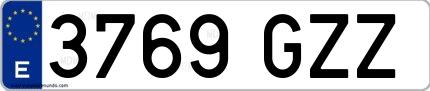 Ejemplo de matrícula española 3769 GZZ