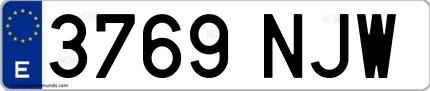Ejemplo de matrícula española 3769 NJW