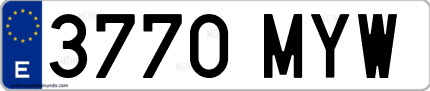 Ejemplo de matrícula de coche ordinaria 3770 MYW