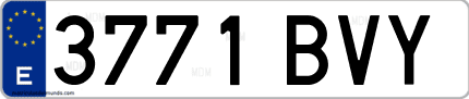 Ejemplo de matrícula de coche ordinaria 3771 BVY