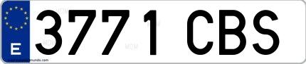 Ejemplo de matrícula española 3771 CBS