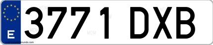Ejemplo de matrícula española 3771 DXB