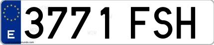 Ejemplo de matrícula española 3771 FSH