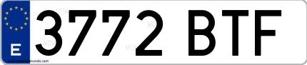Ejemplo de matrícula española 3772 BTF