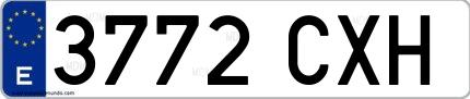 Ejemplo de matrícula española 3772 CXH