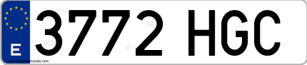 Ejemplo de matrícula de coche ordinaria 3772 HGC