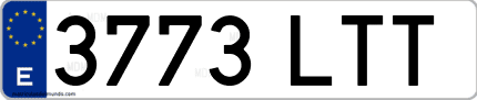 Ejemplo de matrícula de coche ordinaria 3773 LTT