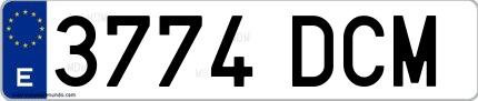 Ejemplo de matrícula española 3774 DCM