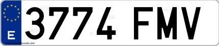 Ejemplo de matrícula española 3774 FMV