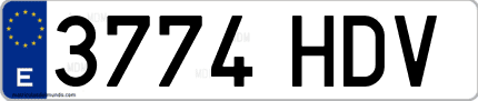 Ejemplo de matrícula de coche ordinaria 3774 HDV