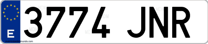 Ejemplo de matrícula de coche ordinaria 3774 JNR