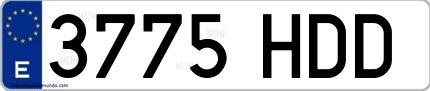 Ejemplo de matrícula española 3775 HDD