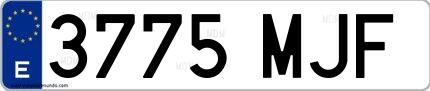 Ejemplo de matrícula española 3775 MJF