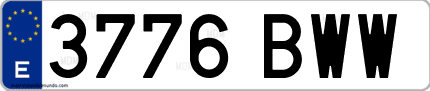 Ejemplo de matrícula de coche ordinaria 3776 BWW