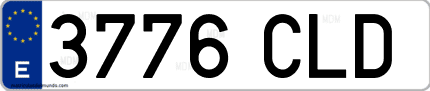 Ejemplo de matrícula de coche ordinaria 3776 CLD