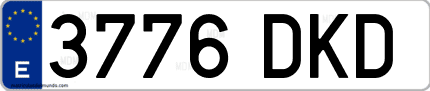 Ejemplo de matrícula de coche ordinaria 3776 DKD
