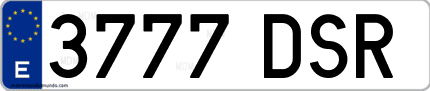 Ejemplo de matrícula de coche ordinaria 3777 DSR