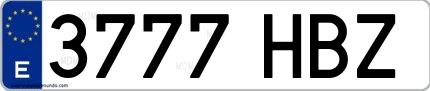 Ejemplo de matrícula española 3777 HBZ