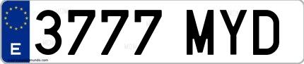 Ejemplo de matrícula española 3777 MYD