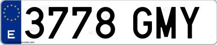 Ejemplo de matrícula española 3778 GMY