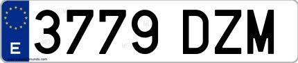 Ejemplo de matrícula española 3779 DZM