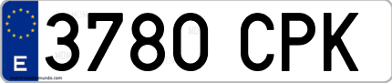 Ejemplo de matrícula de coche ordinaria 3780 CPK