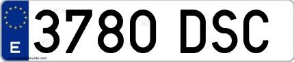 Ejemplo de matrícula española 3780 DSC
