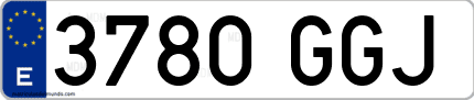 Ejemplo de matrícula de coche ordinaria 3780 GGJ