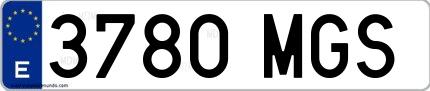 Ejemplo de matrícula española 3780 MGS