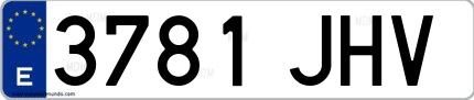 Ejemplo de matrícula española 3781 JHV