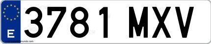 Ejemplo de matrícula española 3781 MXV