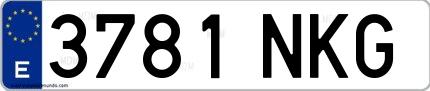 Ejemplo de matrícula española 3781 NKG