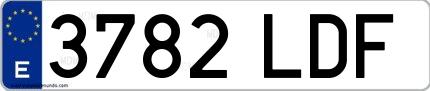 Ejemplo de matrícula española 3782 LDF