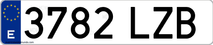 Ejemplo de matrícula de coche ordinaria 3782 LZB