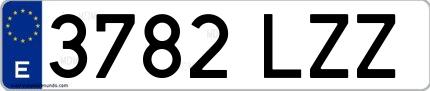 Ejemplo de matrícula española 3782 LZZ