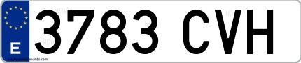 Ejemplo de matrícula española 3783 CVH