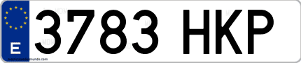 Ejemplo de matrícula de coche ordinaria 3783 HKP