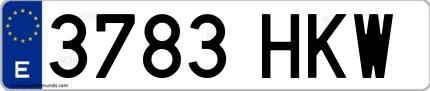 Ejemplo de matrícula española 3783 HKW