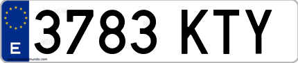 Ejemplo de matrícula de coche ordinaria 3783 KTY