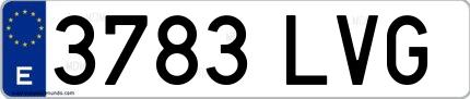 Ejemplo de matrícula española 3783 LVG