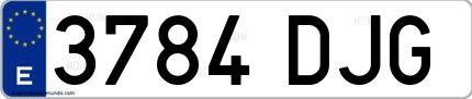 Ejemplo de matrícula española 3784 DJG