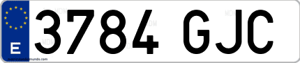 Ejemplo de matrícula de coche ordinaria 3784 GJC