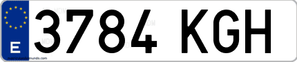 Ejemplo de matrícula de coche ordinaria 3784 KGH