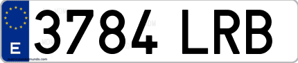 Ejemplo de matrícula de coche ordinaria 3784 LRB