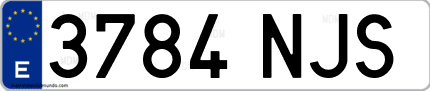 Ejemplo de matrícula de coche ordinaria 3784 NJS