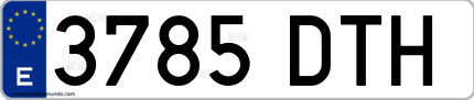 Ejemplo de matrícula de coche ordinaria 3785 DTH