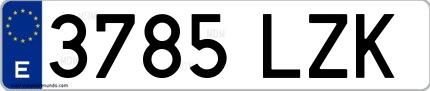 Ejemplo de matrícula española 3785 LZK