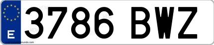 Ejemplo de matrícula española 3786 BWZ